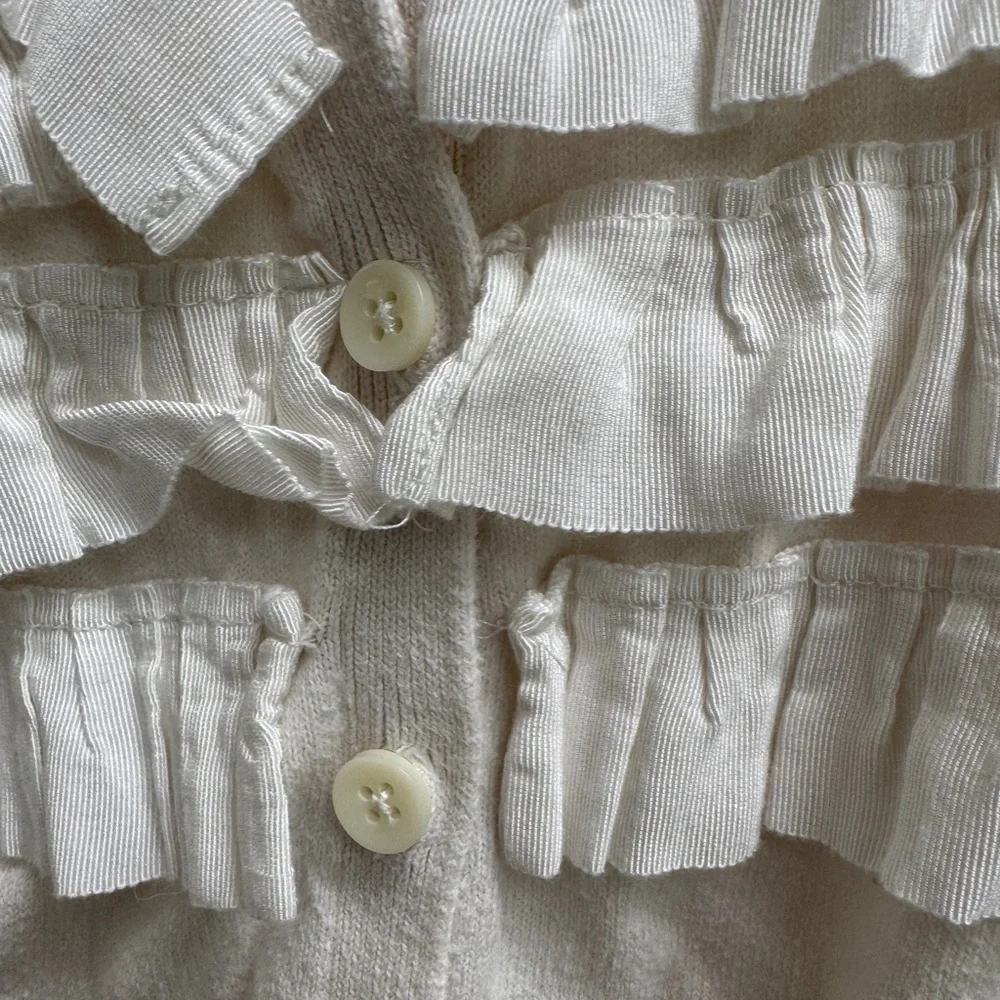 OshKosh B'gosh Genuine Kids 3T Girls  Cream Ruffle Sweater Cardigan